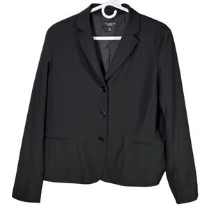 Talbots Womens Wool Blazer Jacket‎ Black Suit Coat Button Up Long Sleeve Size 16